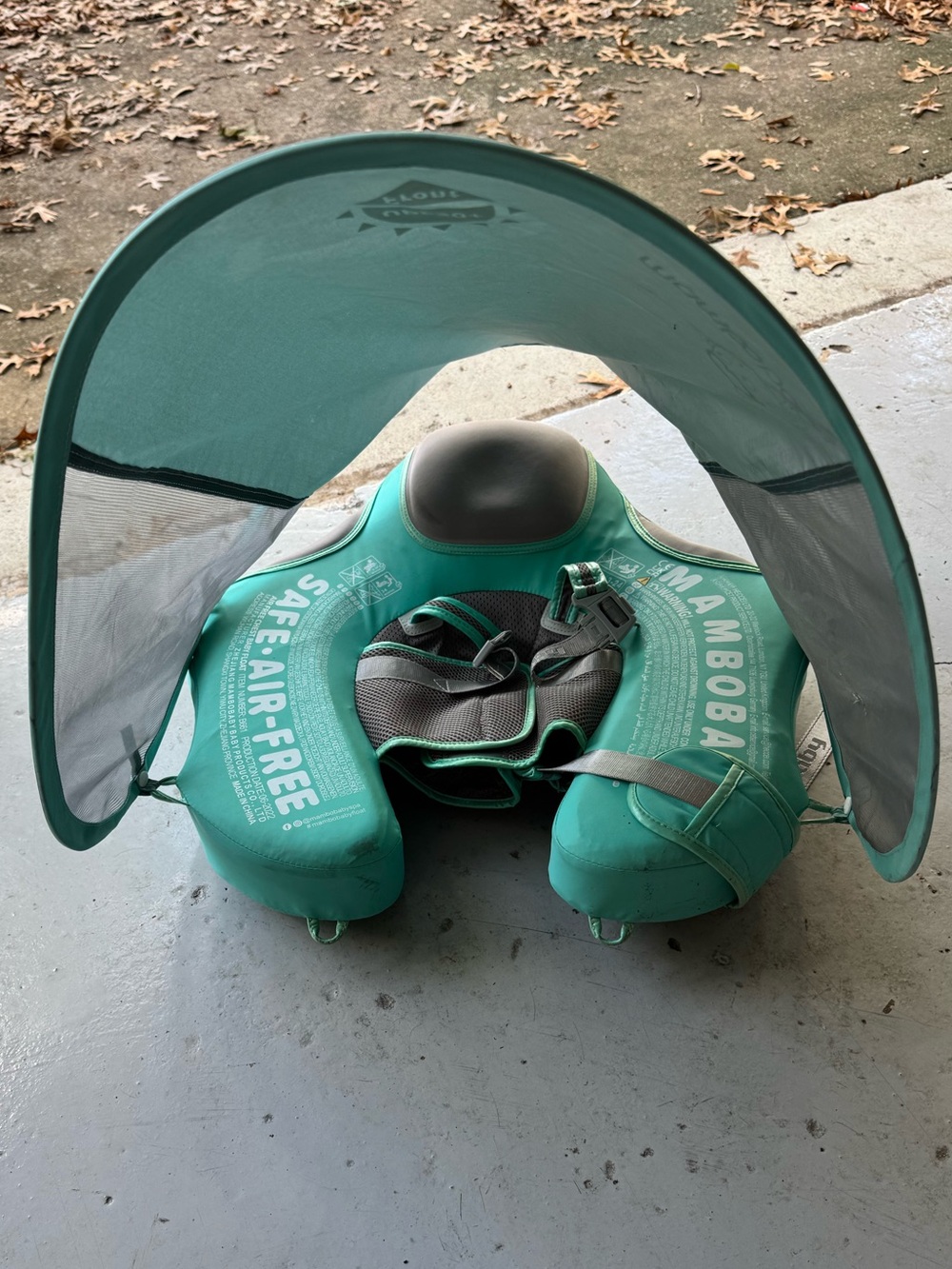 Mambobaby Teal Baby Swim Float with Sun Canopy